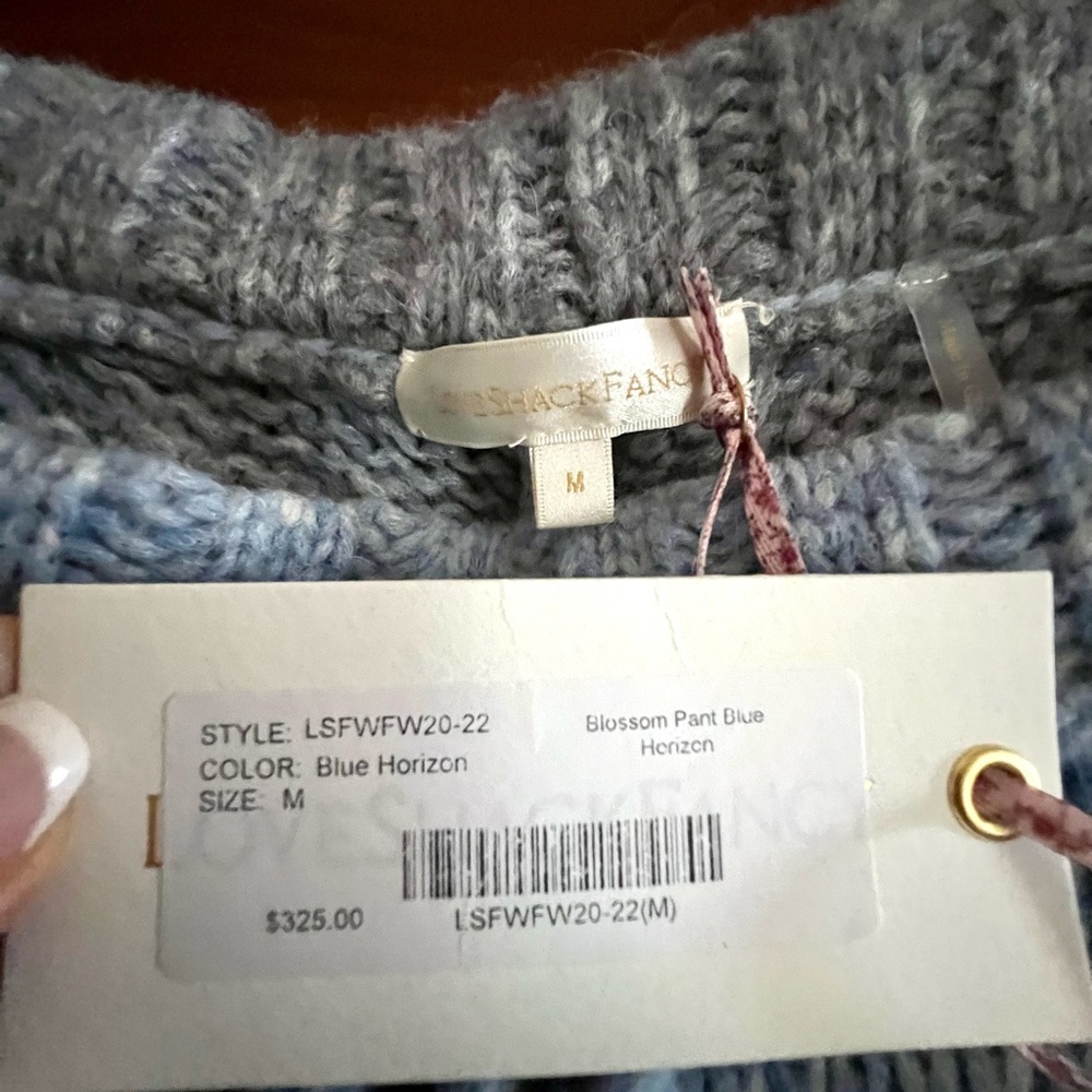 LoveShackFancy Wool Blossom Pant in Blue Horizon Women's Size M with tags - Picture 7 of 8